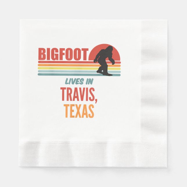 Guardanapo De Papel Avistamento de Bigfoot em Travis Texas  (Frente)