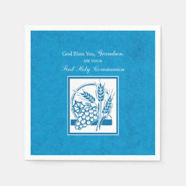 Guardanapo De Papel Avô Primeiro Comunhão Azul, Trigo, Uvas