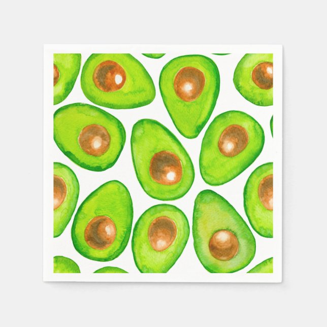 Guardanapo De Papel Avocado fatias aquarela (Frente)