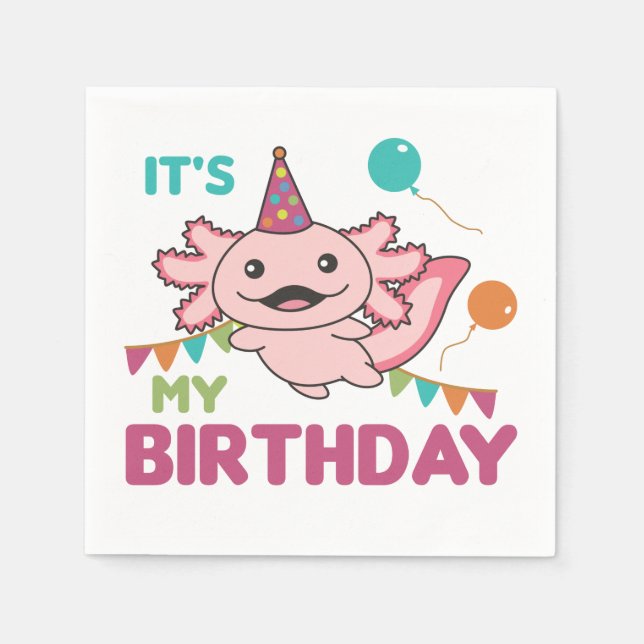 Guardanapo De Papel Axolotl quer que seja o meu Aniversário. (Frente)