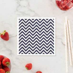 Guardanapo De Papel Azuis marinhos e branco Chevron