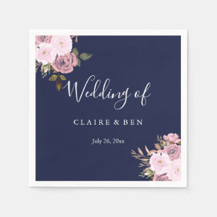 Guardanapo De Papel Azuis marinhos & recepção de casamento floral