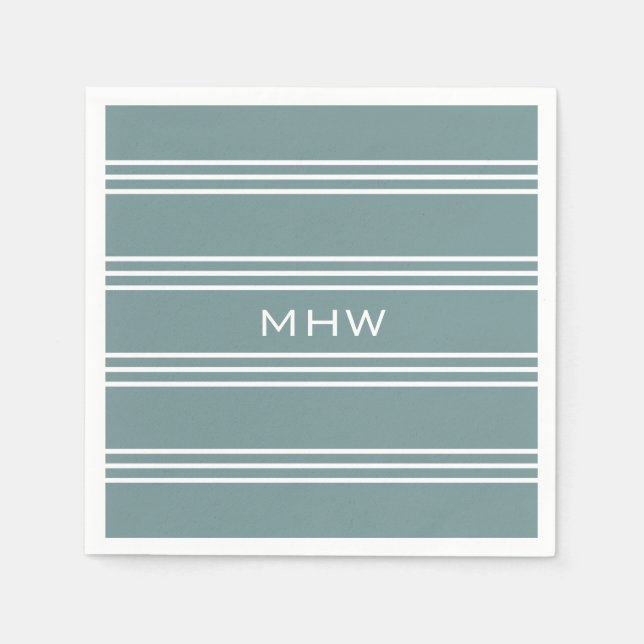 Guardanapo De Papel Azul-aço Banhos de papel monograma personalizados (Frente)