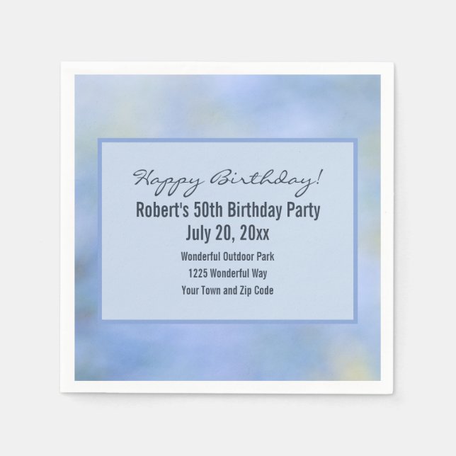 Guardanapo De Papel Azul Amarelo Abstrato Evento Palo Verde Detalhes (Frente)