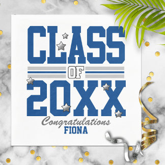 Guardanapo De Papel Azul|Ano da Classe de Graduação de Prata