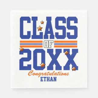 Guardanapo De Papel Azul|Ano de Classe de Graduação Laranja