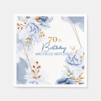 Guardanapo De Papel Azul Azul de 70 Personalizado Dourado