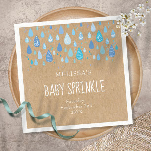 Guardanapo De Papel Azul bebé rústico kraft gotas de chuva baby sprink