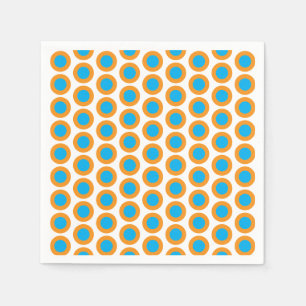 Guardanapo De Papel Azul Brilhante Bolinhas Laranja Moderna Funky