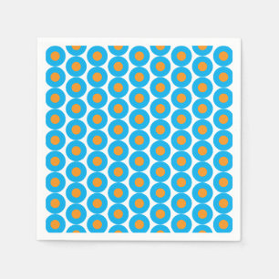 Guardanapo De Papel Azul Brilhante Bolinhas Laranja Moderna Funky