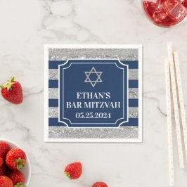 Guardanapo De Papel Azul, Cinza Riscado Bar Mitzvah