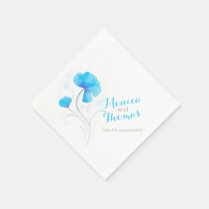 Guardanapo de papel azul da arte do wildflower do