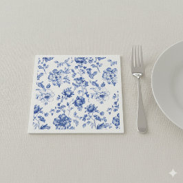 Guardanapo De Papel Azul Delftware floral branco e azul