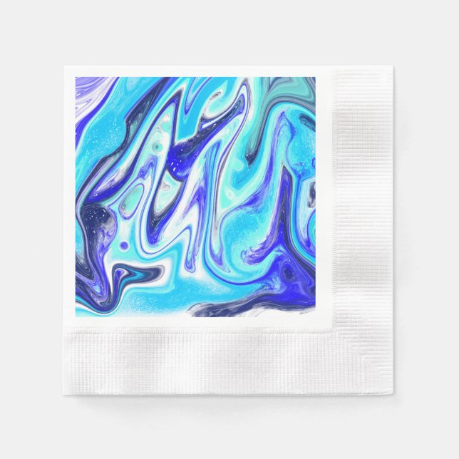 Guardanapo De Papel Azul derretido | Marble Fluid Art (Frente)