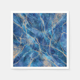 Guardanapo De Papel Azul Dourado mármore Bonito