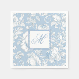 Guardanapo De Papel Azul e Branco Chinoiserie Monograma