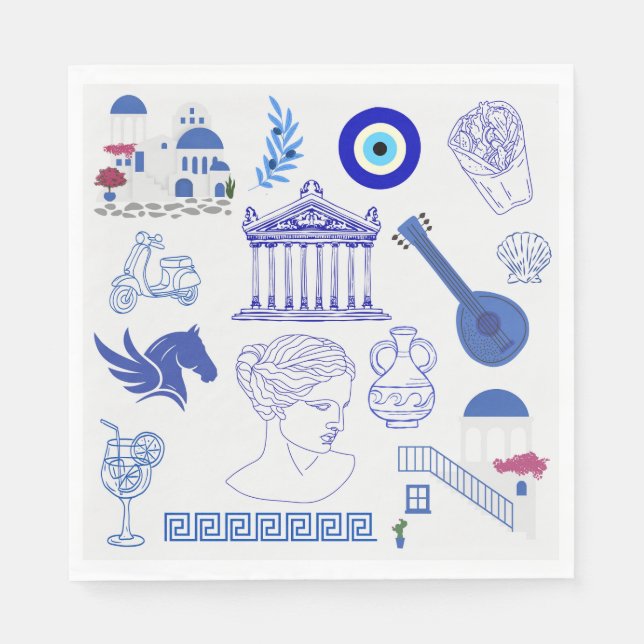 Guardanapo De Papel Azul e Branco da Grécia (Frente)