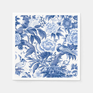 Guardanapo de papel azul e branco em estilo Chinoi