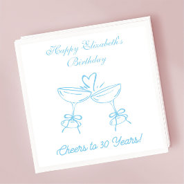 Guardanapo De Papel Azul e Branco Saúde aos 30 anos Aniversário Nápole