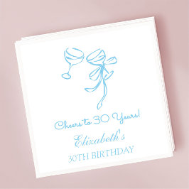 Guardanapo De Papel Azul e Branco Saúde aos 30 anos Aniversário Nápole