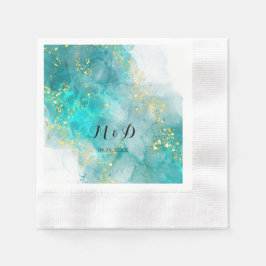 Guardanapo De Papel Azul E Casamento Dourado Elegante Nápoles