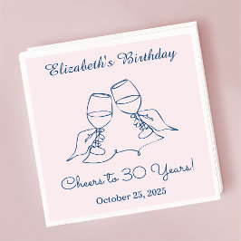 Guardanapo De Papel Azul e rosa modernosAlegre a 30 anos Aniversário N