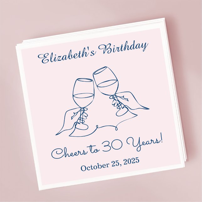 Guardanapo De Papel Azul e rosa modernosAlegre a 30 anos Aniversário N (Criador carregado)