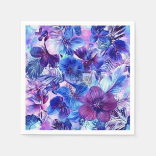 Guardanapo De Papel Azul e violetas florais
