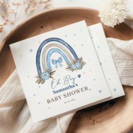 Guardanapo De Papel Azul Elegante Beige Boho Arco-Íris