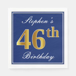 Guardanapo De Papel Azul Elegante, Faux Dourado 46º aniversário; Nom