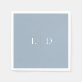 Guardanapo De Papel Azul Empoeirado Elegante Minimalista Monograma Cas