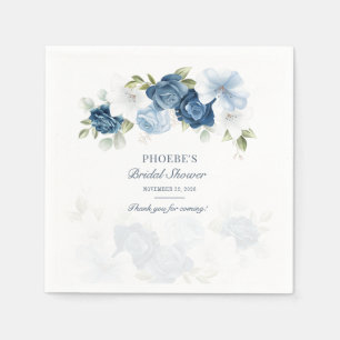 Guardanapo De Papel Azul Empoeirado Floral Florescer Suculenta Eucalip