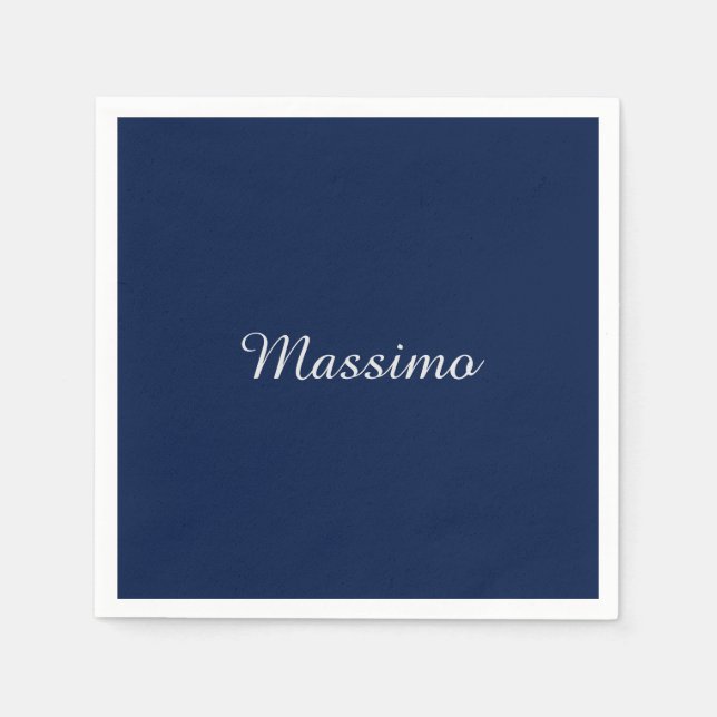 Guardanapo De Papel Azul Escuro Elegante Casual Nome Próprio Manuscrit (Frente)