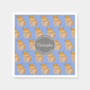 Guardanapo De Papel Azul Eu amo o padrão de hamster