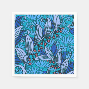 Guardanapo De Papel Azul Floral Antiquado Boho Moderno