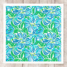 Guardanapo De Papel Azul Floral Clássico / Festa de Flores Elegantes