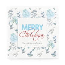 Azul Floral Watercolor Natal | Papel Napkin