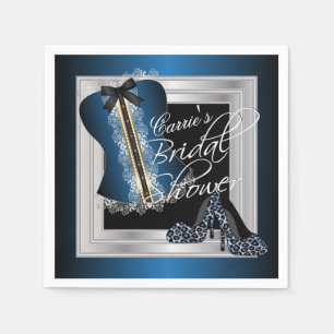 Guardanapo De Papel Azul glamoroso do chá de panela da lingerie