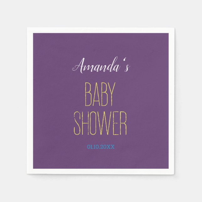 Guardanapo De Papel Azul Índigo Amarelo Chá de Bebê Minimalista Modern (Frente)