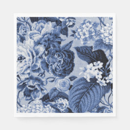 Guardanapo De Papel Azul Índigo Florais Vintage Dália Hortênsias