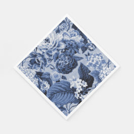 Guardanapo De Papel Azul Índigo Floral Vintage Dahlias Hortênsias