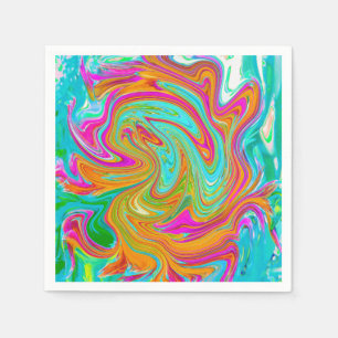 Guardanapo De Papel Azul, Laranja e Rosa Quente Groovy Abstrato Retro