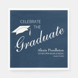 Guardanapo De Papel Azul Marinho Branco Celebre Graduado Graduação