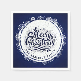 Guardanapo De Papel Azul Marinho & Branco Minimal Elegante Natal