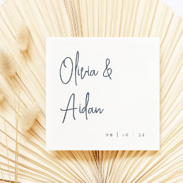 Guardanapo De Papel Azul Marinho | Casamento de Script Manuscrito Mode