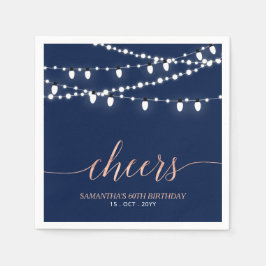 Guardanapo De Papel Azul Marinho & Dourado Rosa | Festa de Aniversário