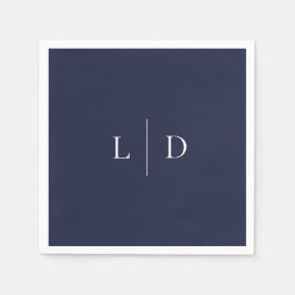 Guardanapo De Papel Azul Marinho Elegante Minimalista Monograma Casame