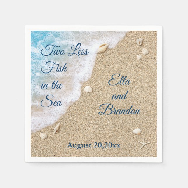 Guardanapo De Papel Azul, menos dois peixes no mar (Frente)