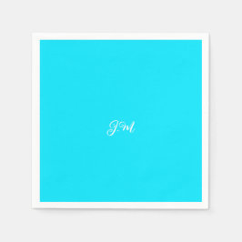 Guardanapo De Papel Azul néon fluorescente cor sólida iniciais nome