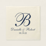 Guardanapo De Papel Azul| Papel de Monograma de Casamento Personalizad<br><div class="desc">Guardanapos personalizados de papel monograma para casamentos. Personalize este acessório de casamento do excelente com os nomes da noiva e noiva,  data de casamento,  inicial ou qualquer coisa que você quiser. Visite nossa loja ou clique na guia read more para ver outros itens que correspondam a este design.</div>